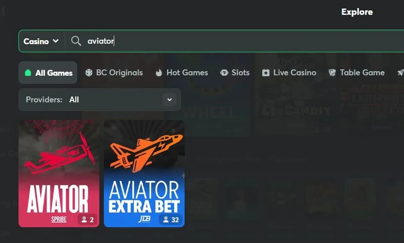 find the aviator game step 4a